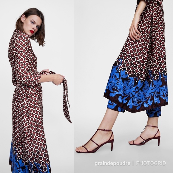 HP ❤️ Zara Geometric Ring Scarf Print Shirt Dress - Picture 4 of 7